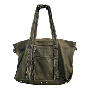 Joelle Hawkins by Treesje Olive Green Leather bag  Satchel with chain metal